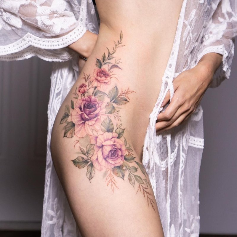 Tattoo on the female hip