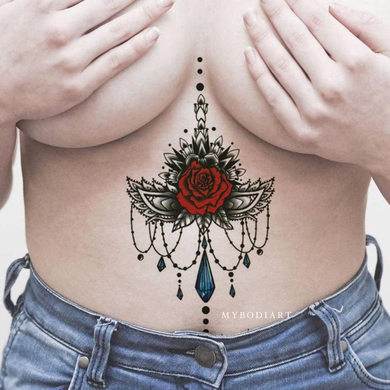 Tattoo under the sternum of girls