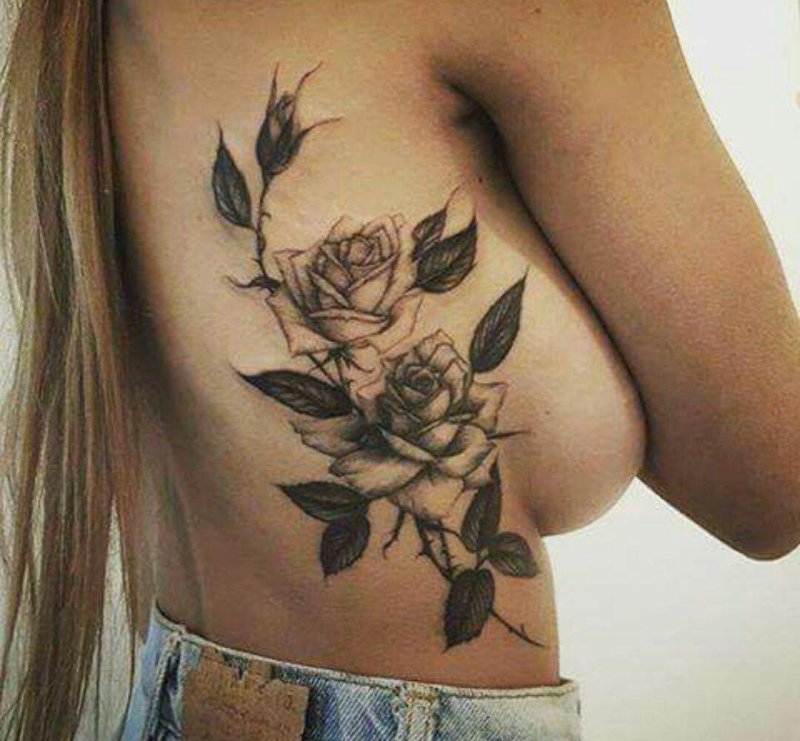Beautiful tattoos on the ribs of girls
