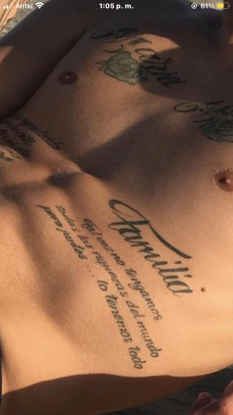 Male tattoo inscriptions