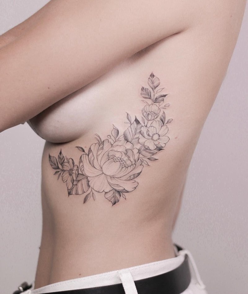 Tattoo on the ribs for girls sketches