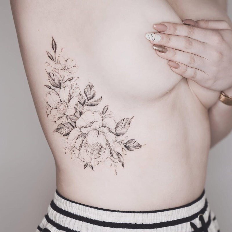 Tattoo on ribs in girls sketches