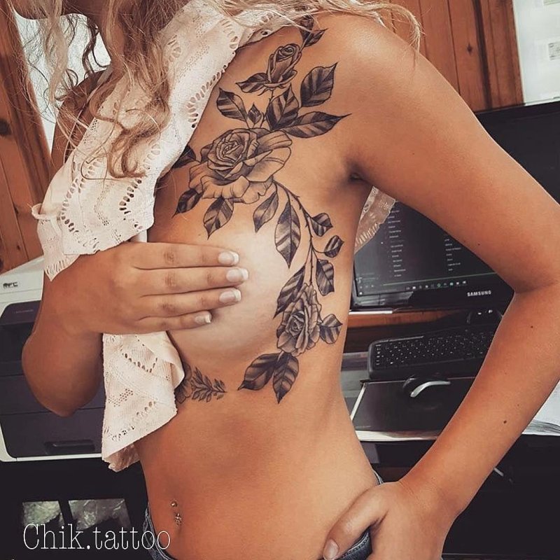 Breast of tattoos