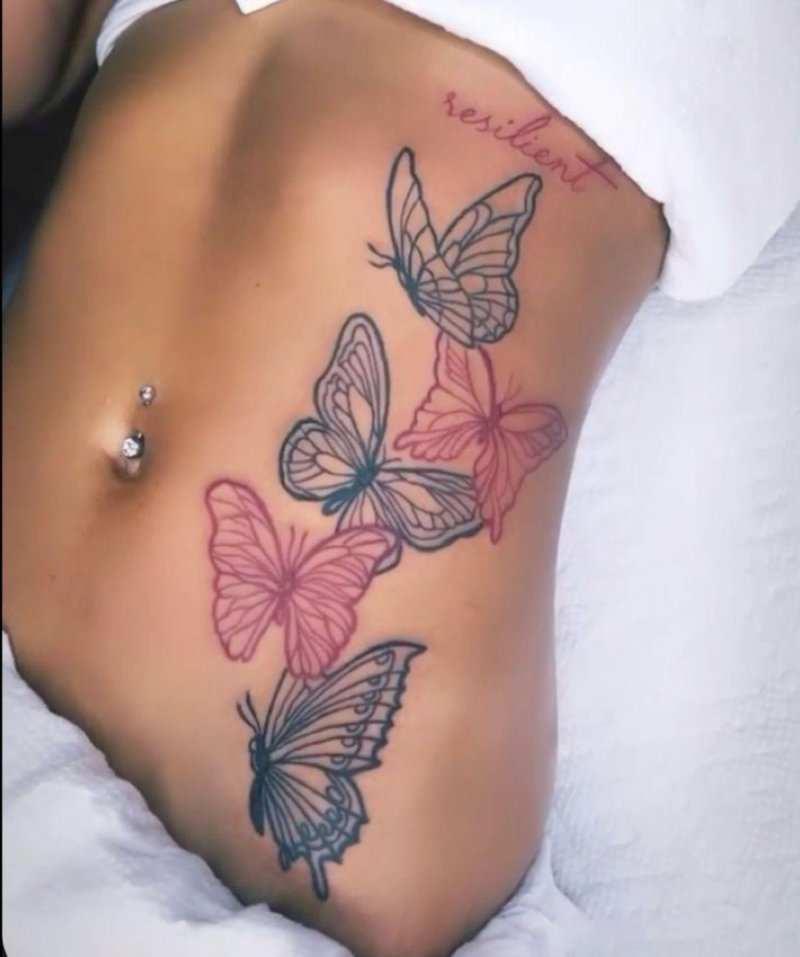 Tattoo butterfly on the stomach