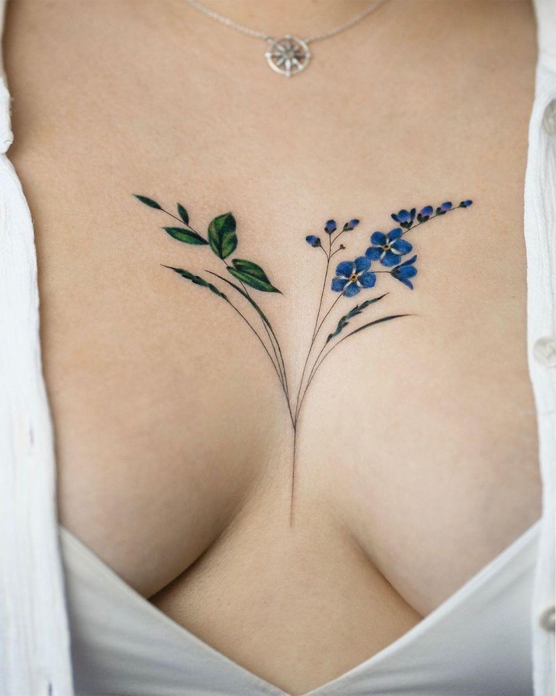 Tattoo on a collar for girls cornflower