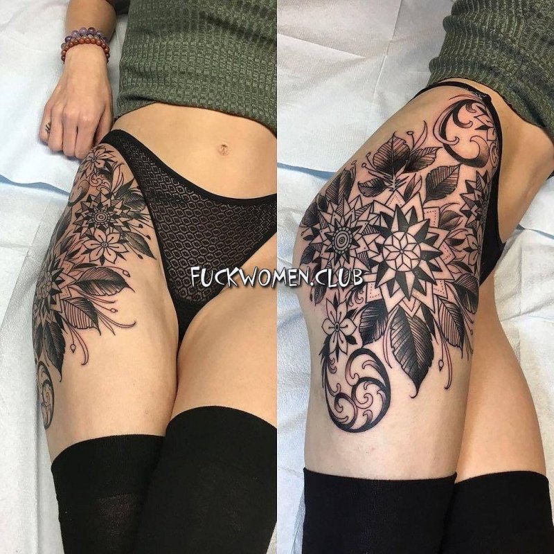 Tattoos for girls on the thigh and side