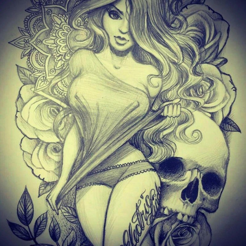 Sketch tattoo girl