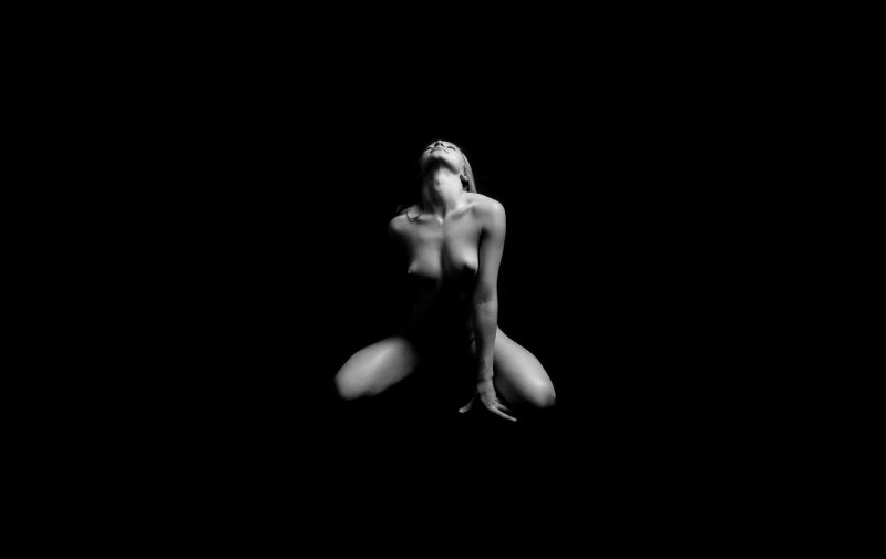 Naked girls are black white