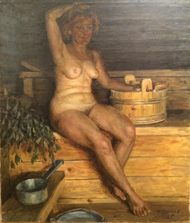 Women in a village bath