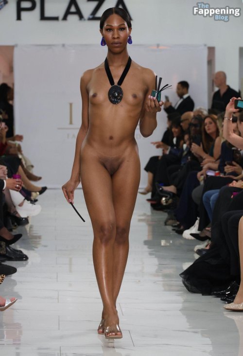 Naked fashion model on the catwalk