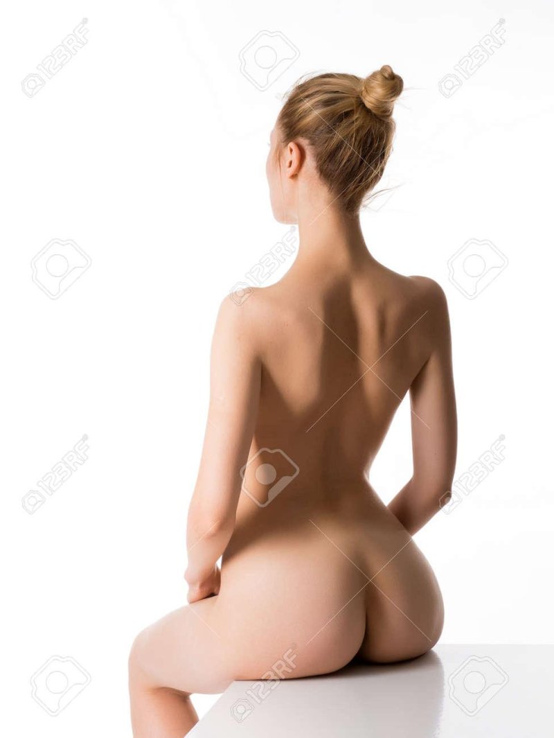 Naked women look from the side