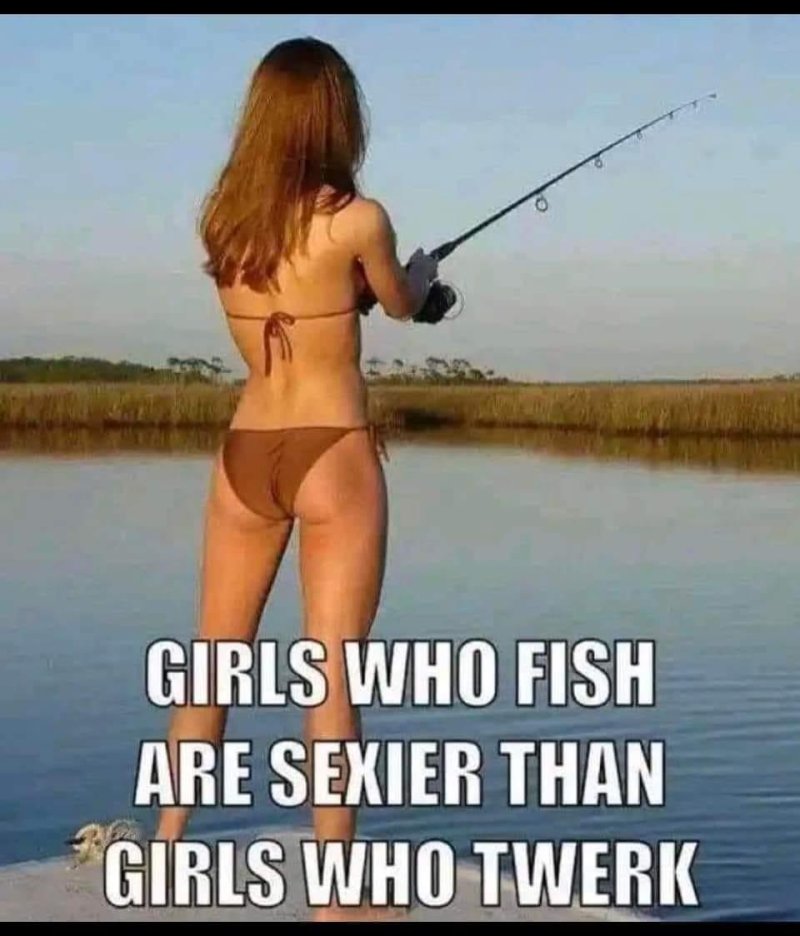 The girl is fishing