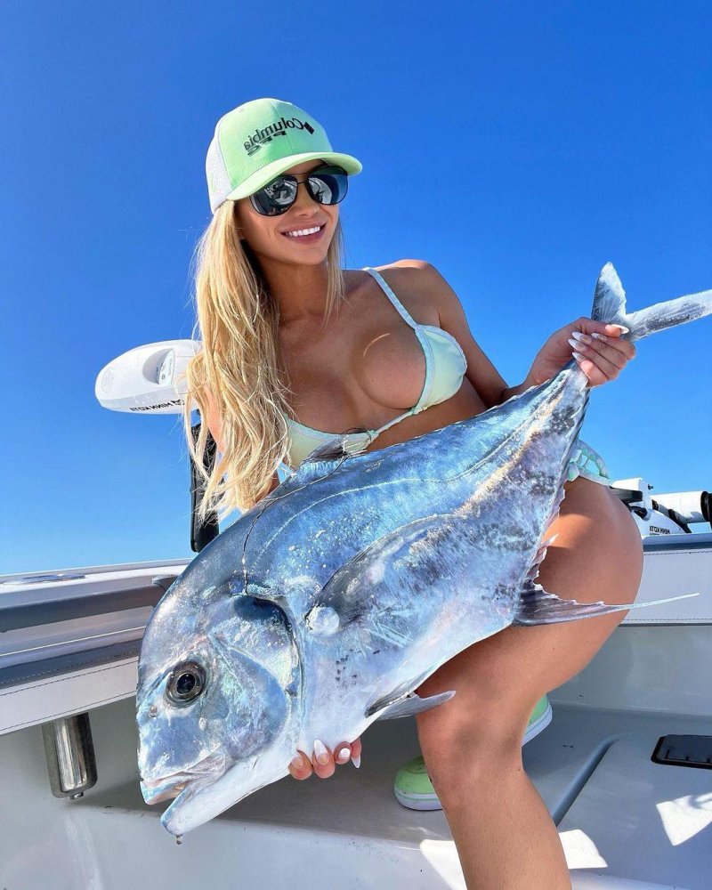 Beautiful girls on fishing