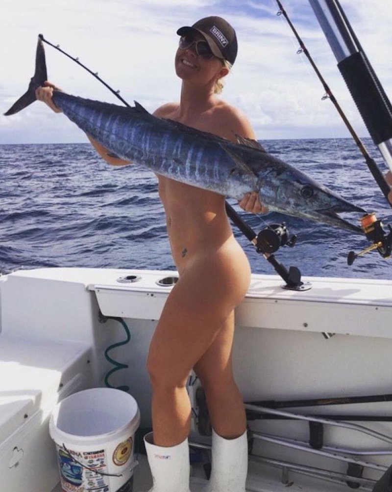 Naked beauties on fishing