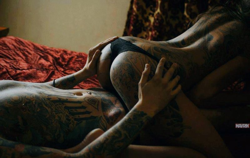 Erotic girls with a man