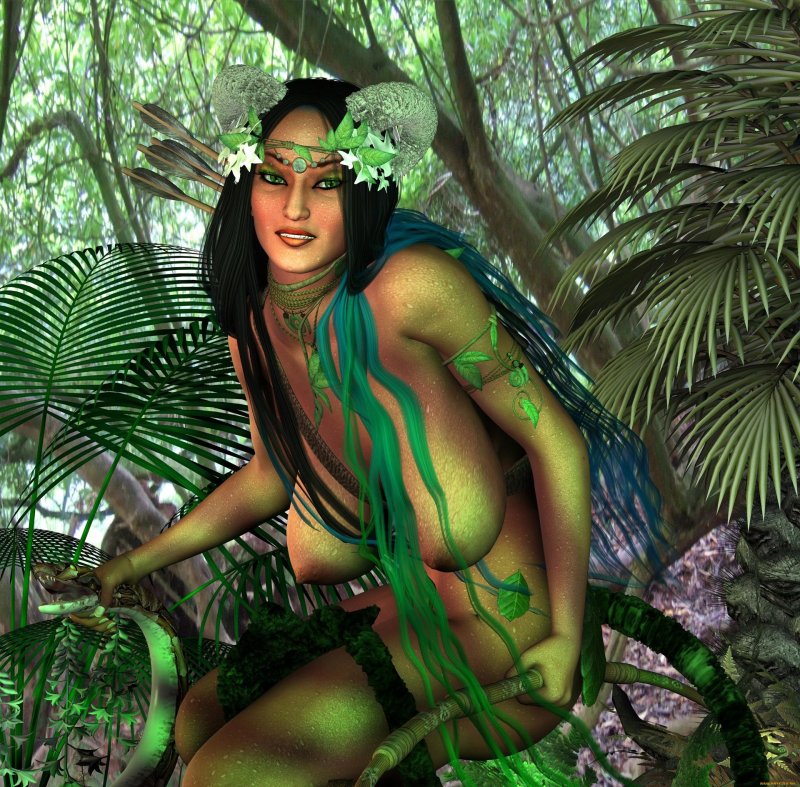 Erotic girl in the jungle