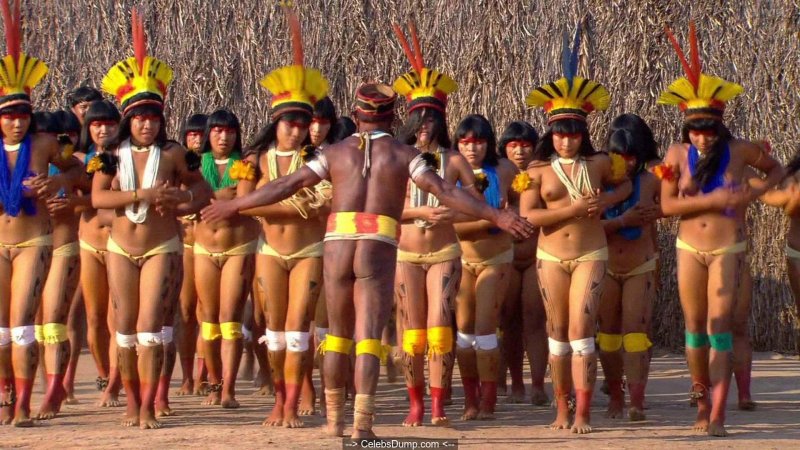 Naked Indians from the Xingu River Brazil