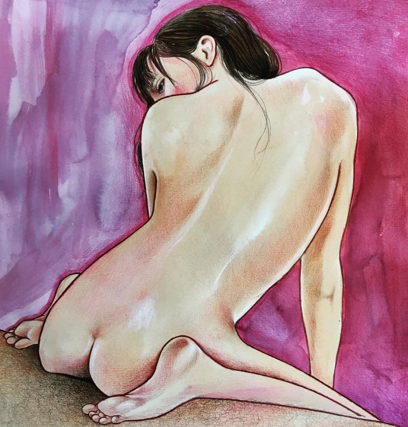 Erotic drawings with watercolors
