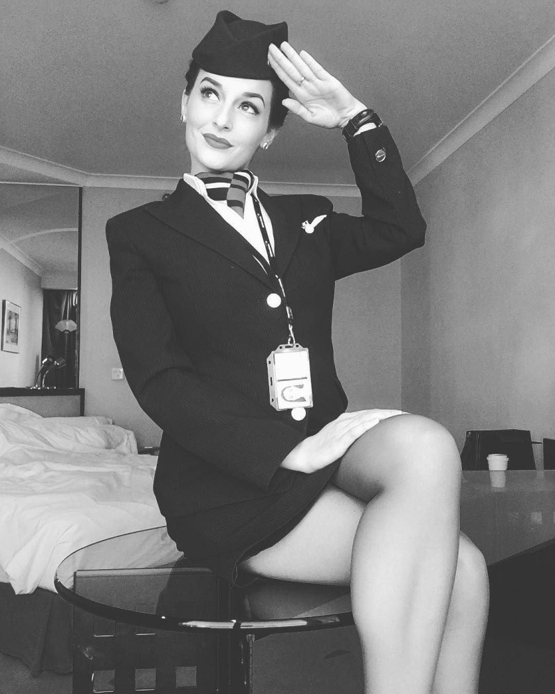 Beautiful stewardesses in stockings
