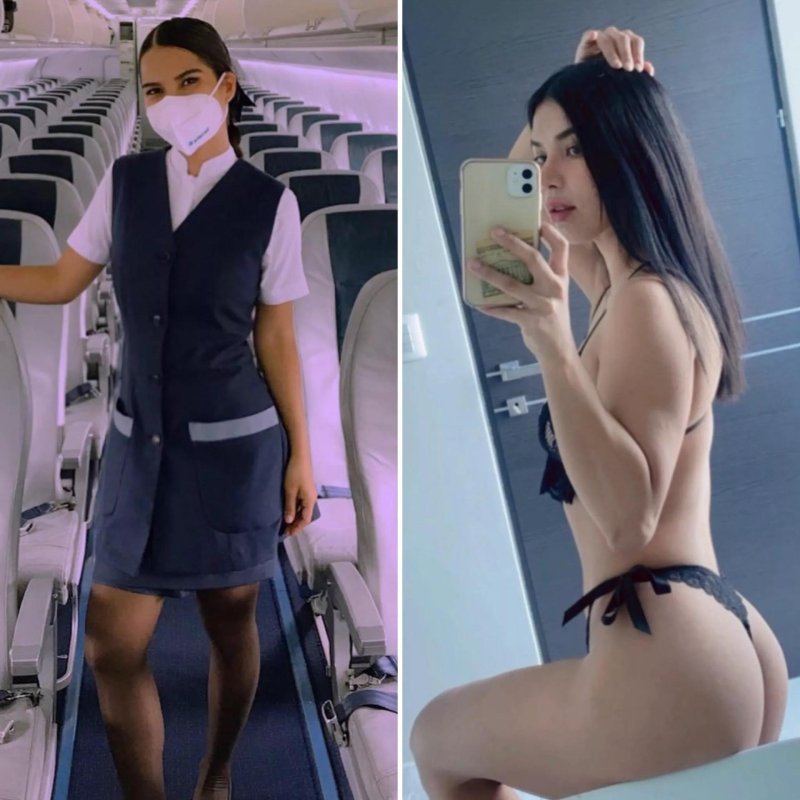 Naked stewardesses on the plane