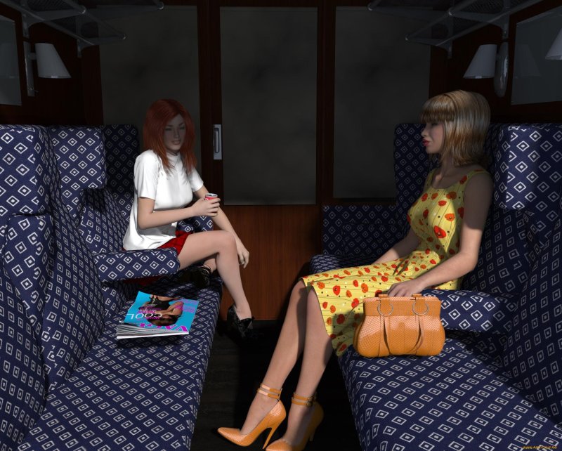 D Futanari girlfriends on the train