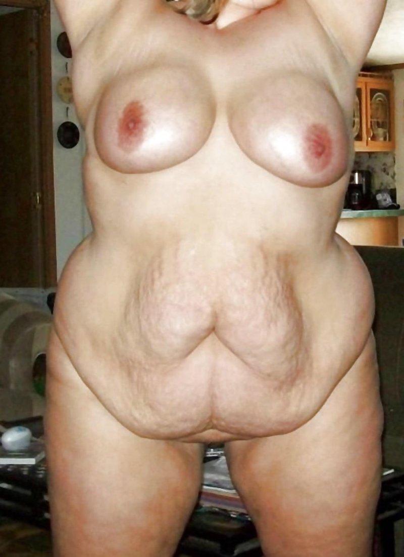 Russian shapeless fatty swig of Saggy Belly nude