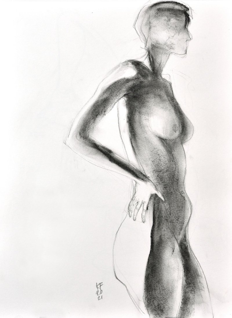 Female figure with a pencil