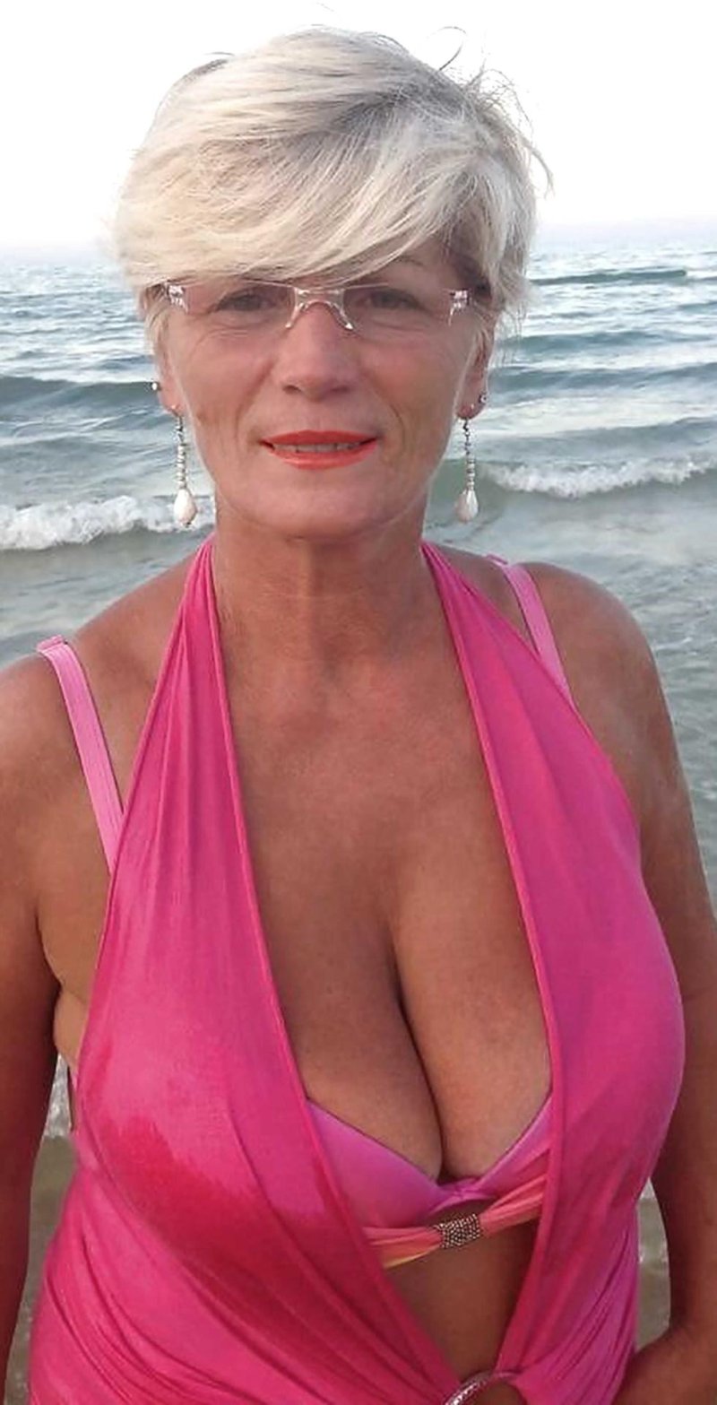 Old women with a big neckline