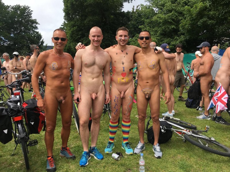 Naked bike races with erection