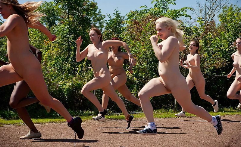 Girls run naked