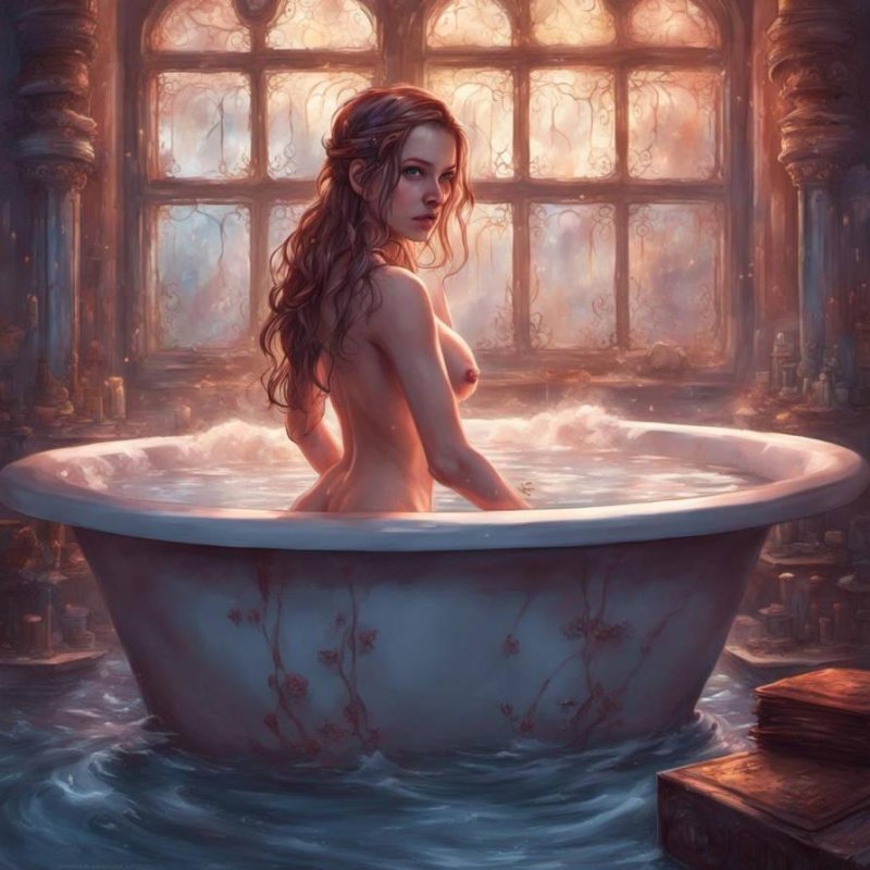Woman washes in the bathroom