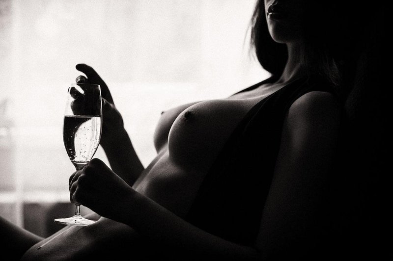 Erotic photo shoot with wine