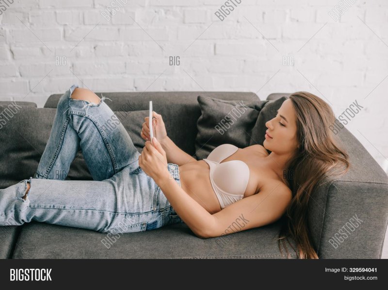 Girl in jeans and bras