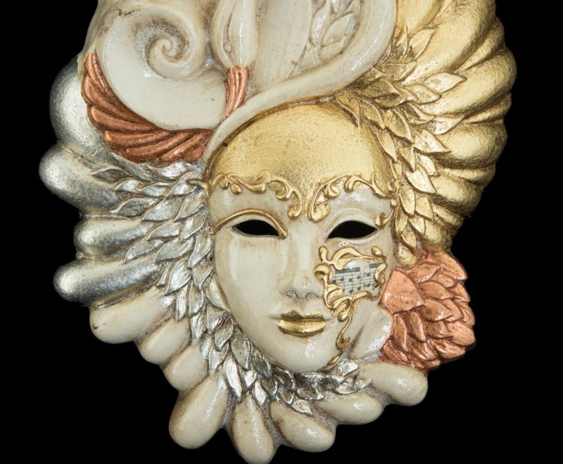Venetian mask VeroneSe jester Golden color with
