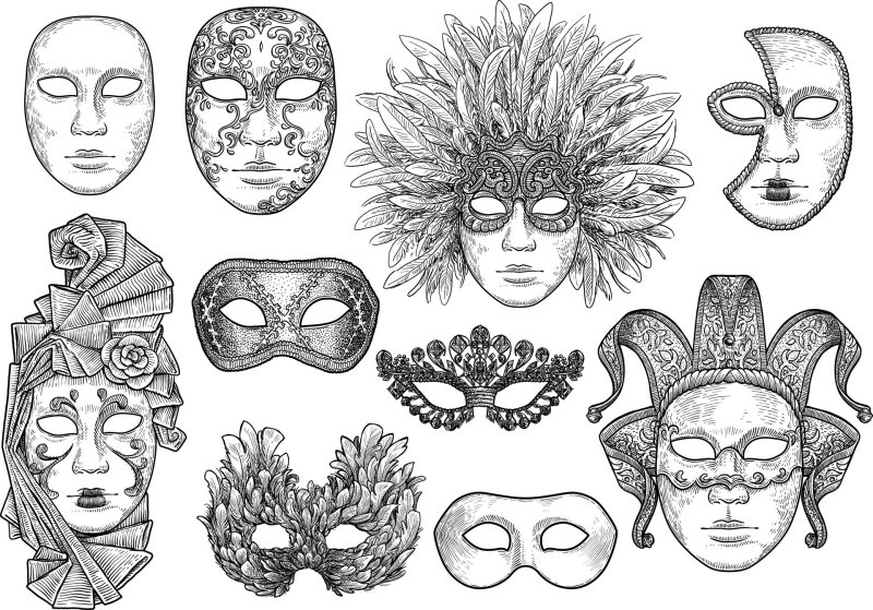 Venetian mask drawing