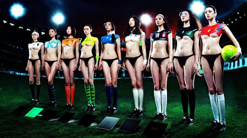 Girls in football uniform