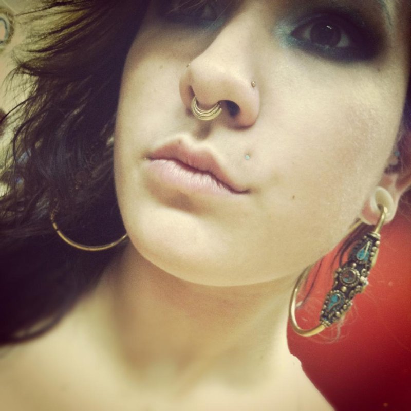 Pierced nose of girls