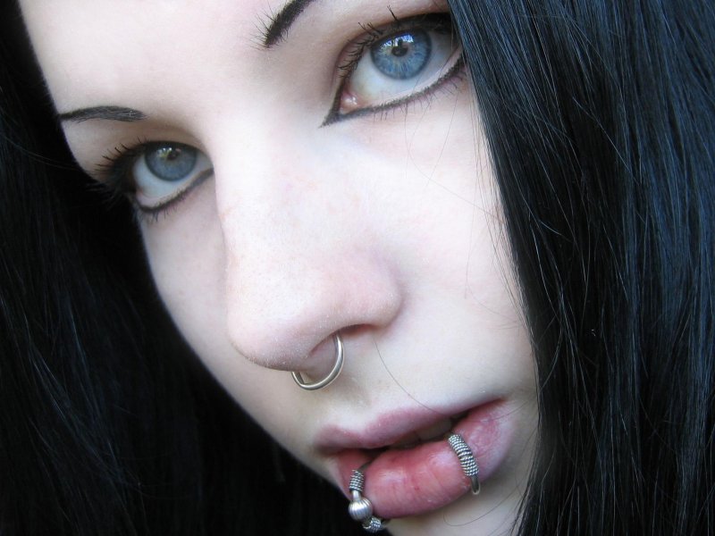 Piercing on the lips
