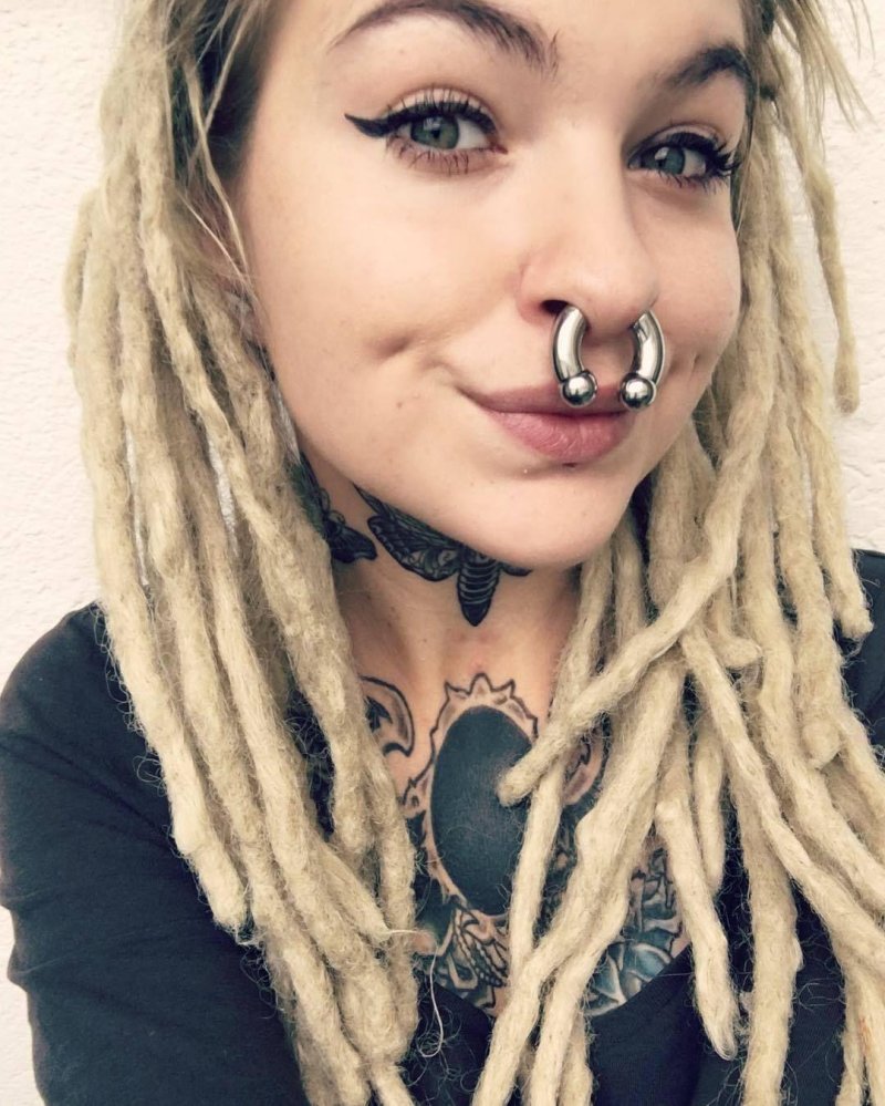 Piercing on the face of girls