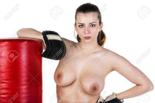 Nude in boxing gloves