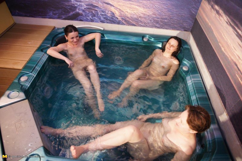 Naked in a sauna with common pool