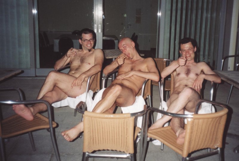 Naked men in the bath
