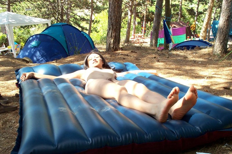 The tent camp is naked