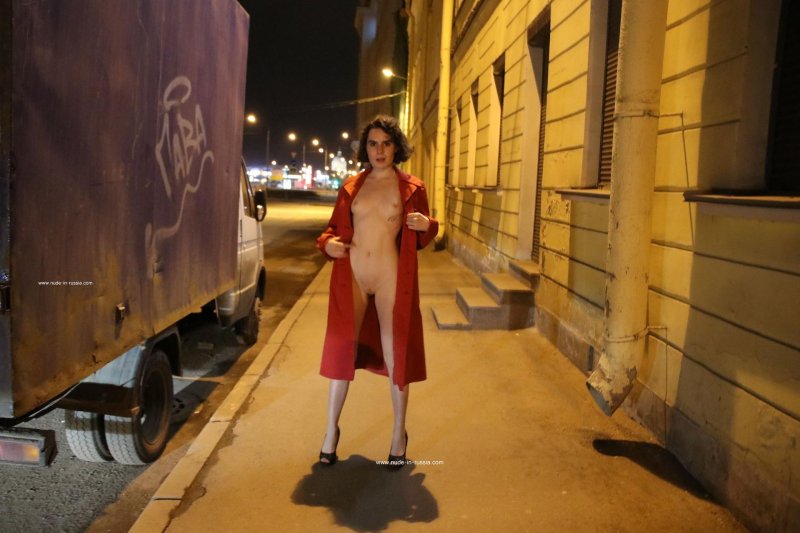 Naked women in a coat