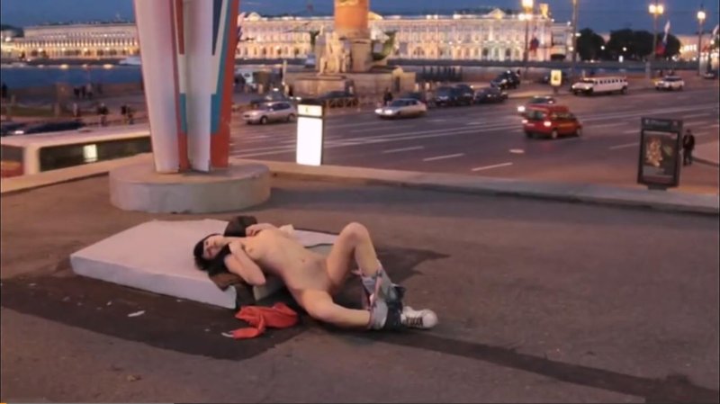 Drunk undressed on the street