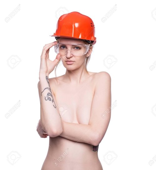 Woman in helmet