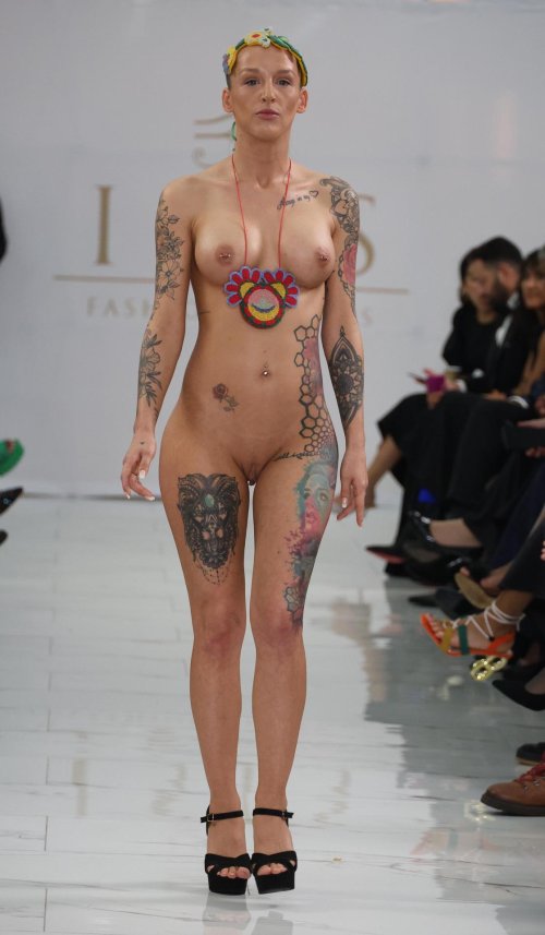 Naked women on the catwalk