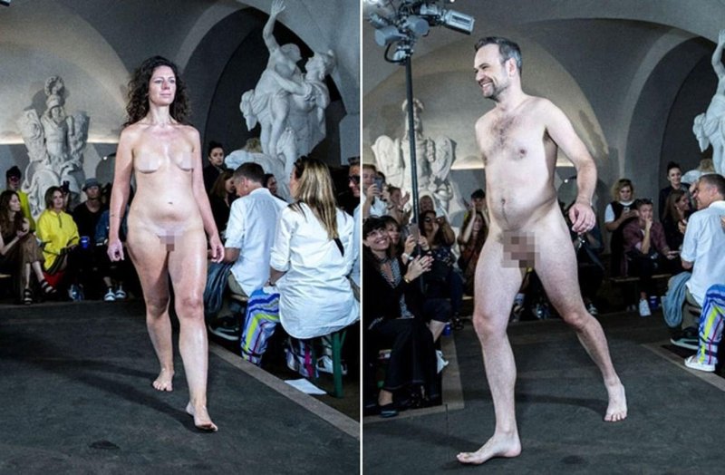 Naked women on the catwalk