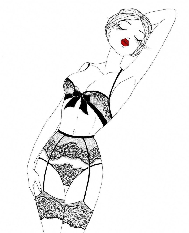Girl in underwear drawing