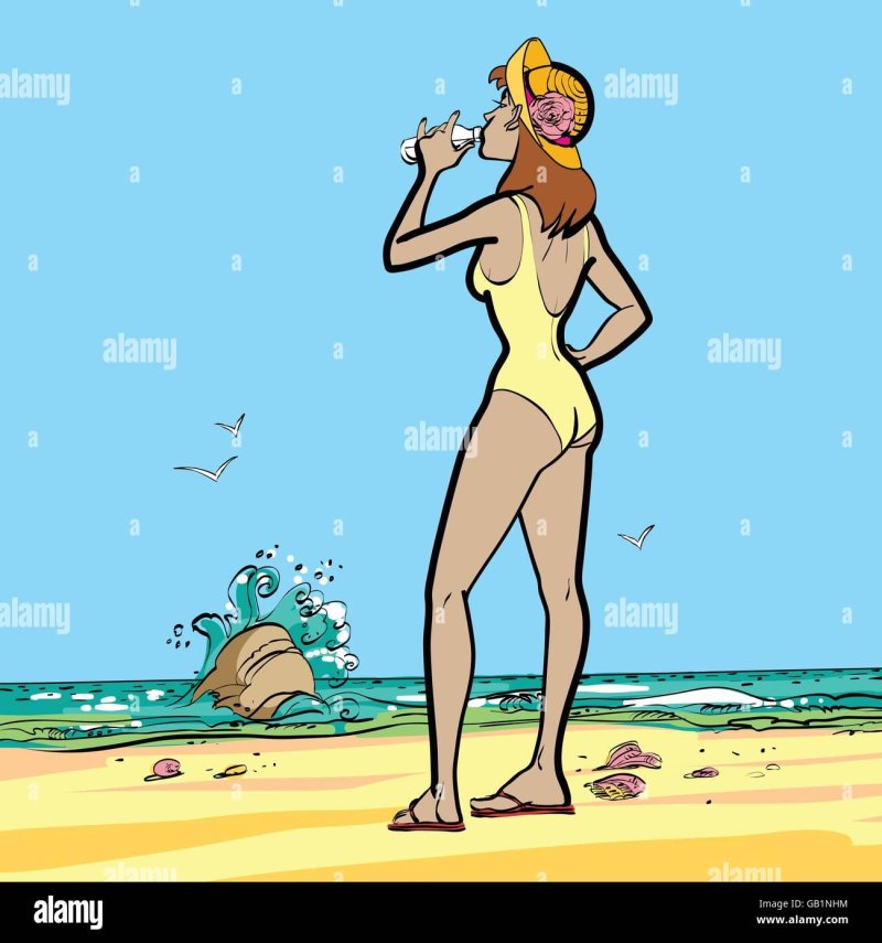 Caricature Woman on the beach